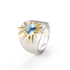 Minority Unique Sun Goddess Design Natural Topaz Amethyst S925 Silver Ring for Women