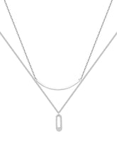 Stylish Zircon Oval Shape Double Layers Silver Necklace for Women