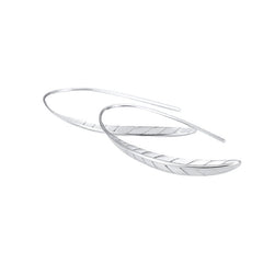 Feather Silver Hook Earrings for Women