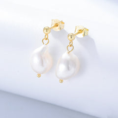 Special-shaped Baroque Pearl Silver Drop Earrings for Women