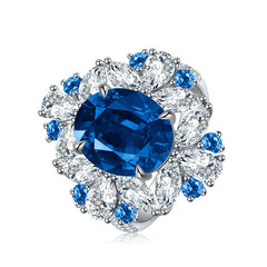 Flower Halo Oval Lab Created Sapphires Ring