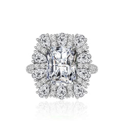 Luxury Halo Radiant Cut Zircon Ring