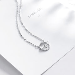 Star Planet with Zircon Pendant Silver Necklace for Women
