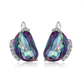 European Colourful Crystal Personality Special-shaped Silver Studs Earrings for Women