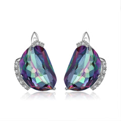 European Colourful Crystal Personality Special-shaped Silver Studs Earrings for Women