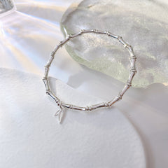 Bamboo with Leaf Silver Bracelet for Women