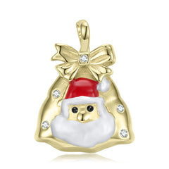 Christmas Santa Claus Bow Pendant Silver Necklace