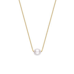 Solitaire Natural Freshwater Pearl Silver Necklace