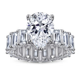 Pear Drop Zircon with Full Emerald Cut Zircon Silver Ring