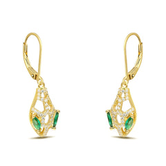 Snake with Marquise Green Zircon Hollow Silver Hoop Earrings for Women