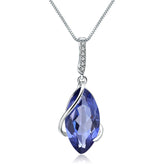 Luxury Retro Fashion Design Inlaid Natural Crystal Pendant Silver Necklace for Women
