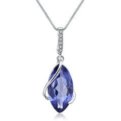 Luxury Retro Fashion Design Inlaid Natural Crystal Pendant Silver Necklace for Women