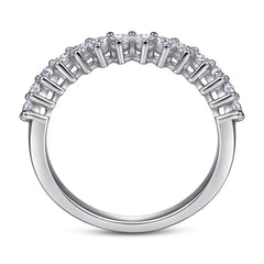 Half Row Heart-shaped Zircon Silver Ring for Women