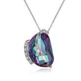 European Simple Design Inlaid Colourful Crystal Irregular Pendant Silver Necklace for Women