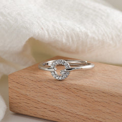 Zircon Hollow Circle Silver Ring
