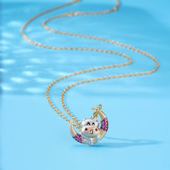 Moon Calf Pink Zircon Silver Necklace
