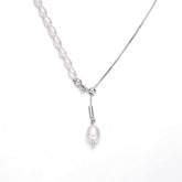 Two Colours - Freshwater Pearls - Half Pearls Silver Collarbone Necklace for Women