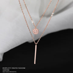 Zircon Circle Double Layers Silver Necklace for Women