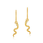 Zircon Eyes Snake Pendant C Shape Sterling Silver Drop Earrings