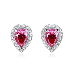 Soleste Halo 1.0 Carat Pear Shape Moissanite Silver Stud Earrings