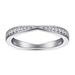 Round Zircon Cross Design Eternity Silver Ring
