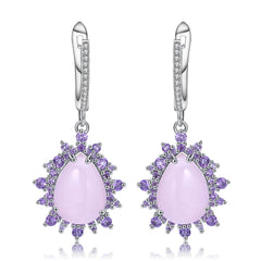 Barbie Pink Carnelian 925 Silver inlaid Gemstone Drop Earrings for Women
