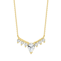 Luxury Temperament Style Inlaid 5A White Zircon Water Droplet Pendant Plated Gold Silver Collarbone Necklace for Women
