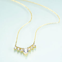 Luxury Temperament Style Inlaid 5A White Zircon Water Droplet Pendant Plated Gold Silver Collarbone Necklace for Women
