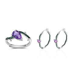 Natural Colorful Amethyst Adjustable s925 Sterling Silver Ring