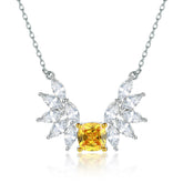 Marquise Wing Yellow Zircon Pendant Silver Necklace for Women