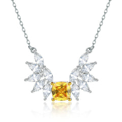 Marquise Wing Yellow Zircon Pendant Silver Necklace for Women