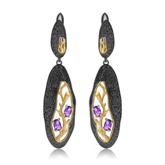 Premium Colourful Gemstones Branches Silver Drop Earrings for Women