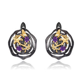 Colourful Gemstone Garden Silver Studs Earrings for Women
