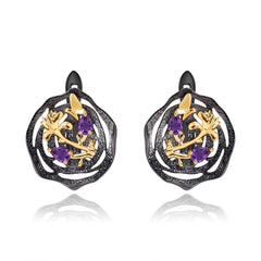 Colourful Gemstone Garden Silver Studs Earrings for Women