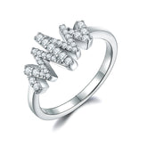 Zircon Geometrically Irregular Waves Sterling Silver Ring