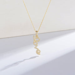 Valentine's Day Gift Full Zircon LOVE Letter Pendant Silver Necklace for Women