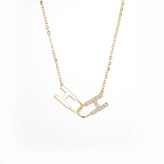 Geometric Double H Zircon Silver Necklace