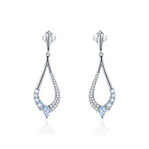 Hollow Tear Drop Natural Gemstones Silver Drop Earrings