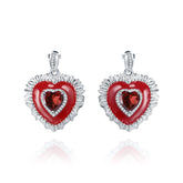 Colourful Natural Gemstone Love Design Silver Studs Earrings for Women