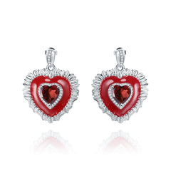 Colourful Natural Gemstone Love Design Silver Studs Earrings for Women