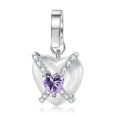 Purple Heart Shape Zircon Heart Shape Silver Pendant