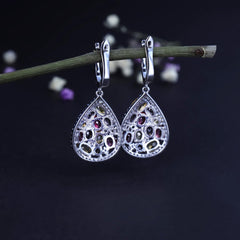 Colourful Mardi Gras Silver Drop Earrings for Women