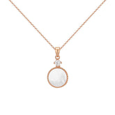 Mother of Pearl Circle Pendant Silver Necklace for Women