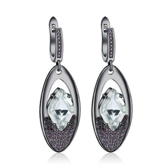 Italian 925 Silver Inlaid Natural Color Jewelry Yellow Crystal Drop Earrings for Women