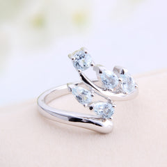 Fashionable and Luxurious Design Inlaid Natural Topaz S925 Silver Ring for Women