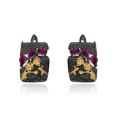 Vintage s925 Silver Natural Rose Pomegranate Hoops for Women