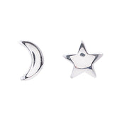 Mini Star Moon Silver Studs Earrings for Women