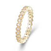 Hexagonal White Zircon Sterling Silver Eternity Ring for Women