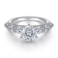Round Zircon with Beading Zircon Silver Ring Set