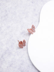 Zircon Butterfly Silver Stud Earrings